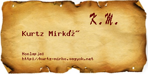 Kurtz Mirkó névjegykártya
